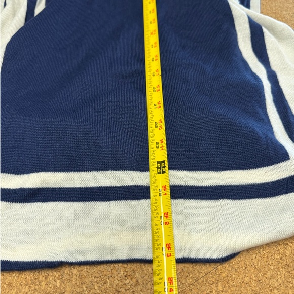 Lauren Ralph Lauren Blue Cream Striped Knit Poncho Wrap One Size Nautical Preppy - Picture 5 of 5